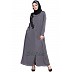 Designer Nida abaya with Patchwork- Grey